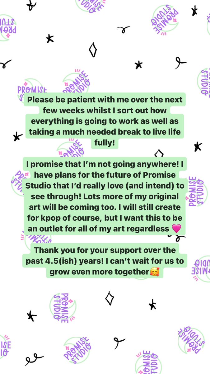 A little post about how Promise Studio is going to change over the next few months!! 
Please read through both slides💓 
Wish me luck on my new big girl job- I’m so excited for this new chapter🥹🥰