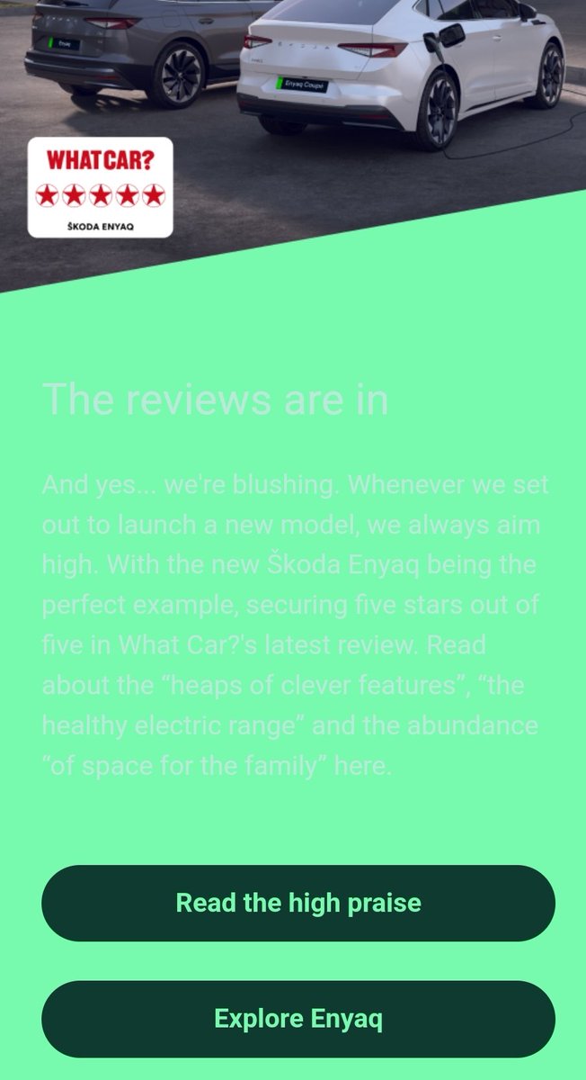 grebble's tweet photo. Not the best colour combination in your latest newsletter email, @SKODAUK 🤣 https://t.co/niLKLtSSPJ