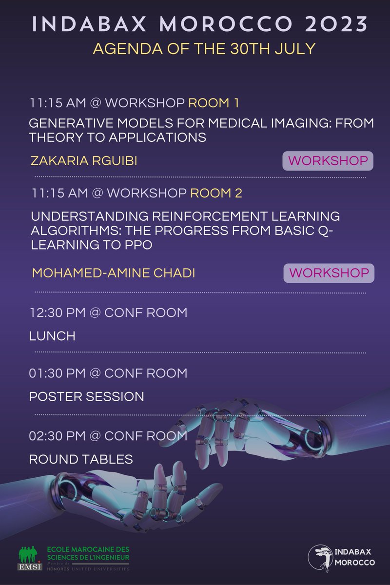 indabax_morocco's tweet photo. 🎉 Mark Your Calendar: IndabaX Morocco 2023 promises to be an unforgettable experience for all AI and ML enthusiasts!

See you at IndabaX Morocco 2023! 🚀🌐🎊
#IndabaXMorocco #AIConference #DataScience #MachineLearning #ArtificialIntelligence #IndabaX2023 #MoroccoTech https://t.co/IUwmhxG7X7