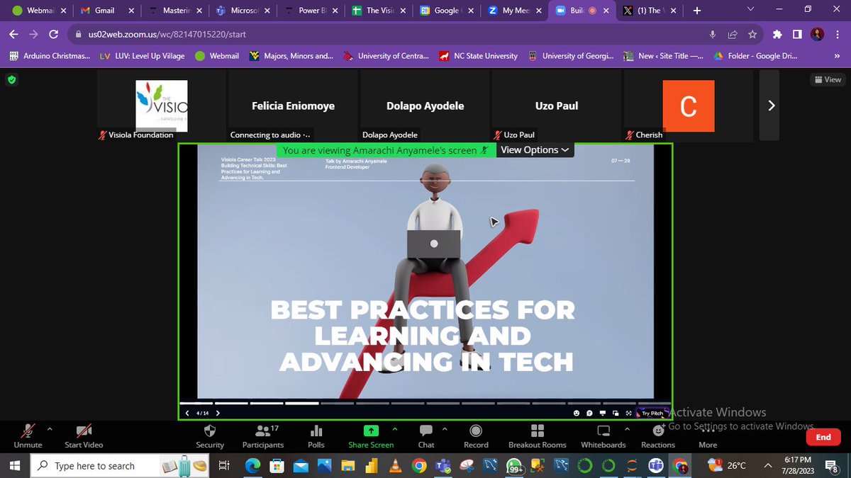 Visiola_Fdn's tweet image. 🎯 Amarachi Anyemele shares valuable tips to level up one’s tech game! 💡 Begin with fundamentals, ⏳ take time to grasp basics, 📚💻 balance learning and practice. #womenintech #careertalk #frontendwebdevelopment