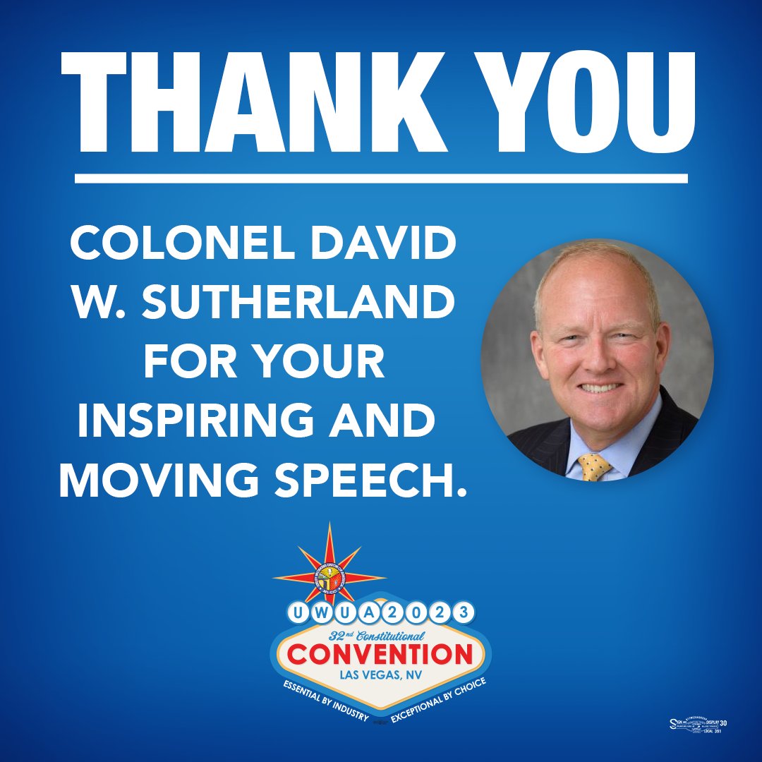 We want to thank Colonel David Sutherland, Chairman of the Dixon Center for Military and Veterans Services, for his incredibly moving speech at the UWUA Convention. #UWUA32 @DixonCenterVets @DSutherland_TSP