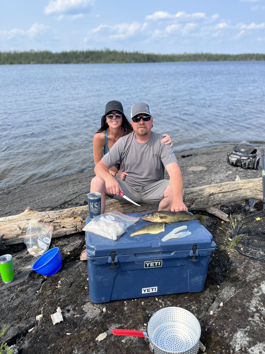 shotgunsuzie4's tweet photo. @YETICoolers more than keeping our drinks cold! Our yetis work hard for us π£ π§ #shorelunch #northernontario #walleye https://t.co/roSMyP1sqv