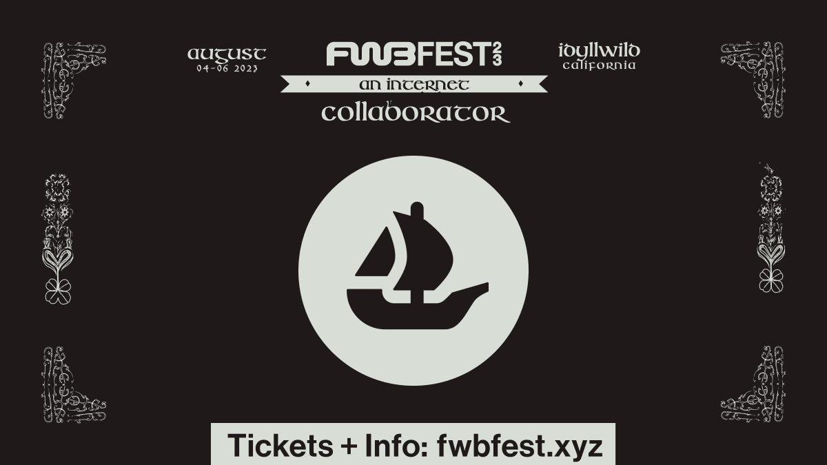 opensea's tweet photo. We’re excited to be collaborating with our friends @FWBtweets next weekend for FWB Fest: a gathering where artists, creatives, and technologists will explore the future of internet culture.

Take a peek into some of the things OpenSea is up to at Fest! 🧵 https://t.co/wQ1nDgdcjz