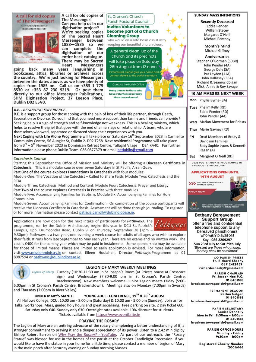 This Weekend's Parish Newsletter.