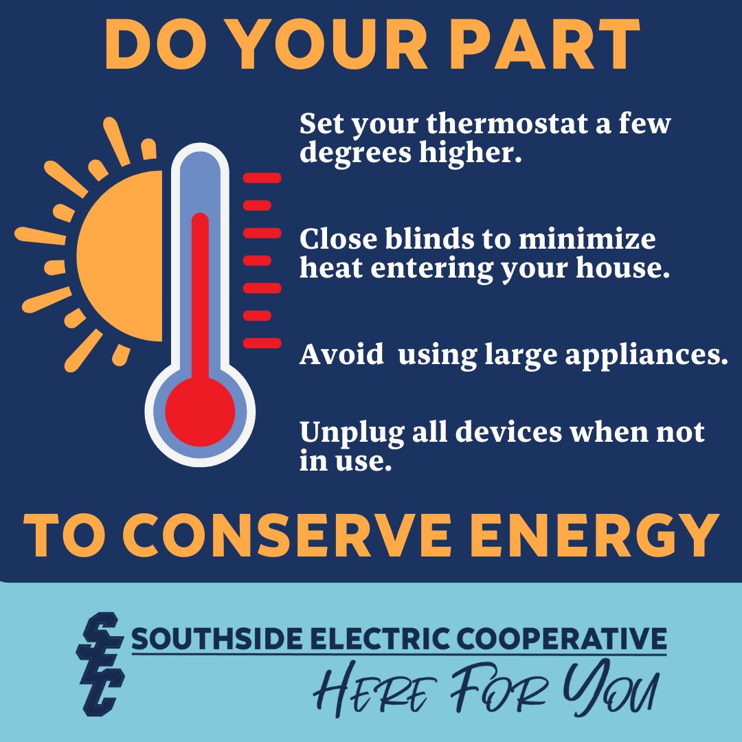 When temperatures are hot and you're trying to stay cool, be sure to do your part in conserving energy and not letting your energy bill rise like the temperatures outside!
#conserveenergy #beatthepeak #energytips