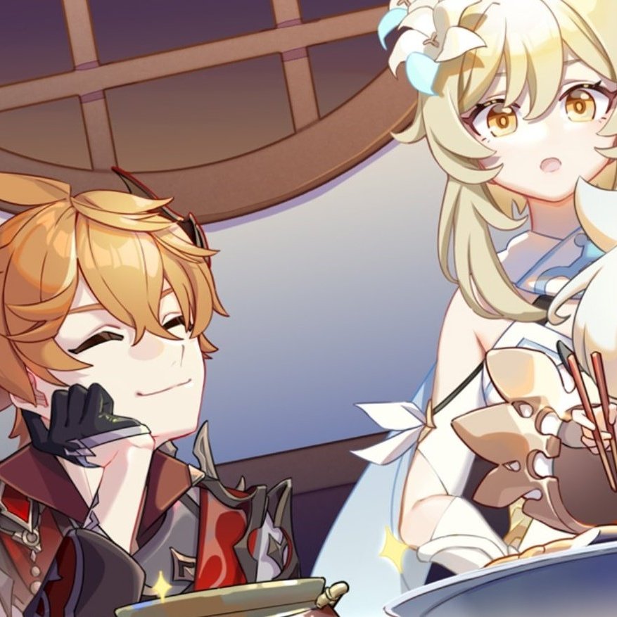 chlmworld's tweet photo. Decided to do a ship version of this trend thing :D

#chilumi #childe #lumine https://t.co/SNuIeB3UAQ