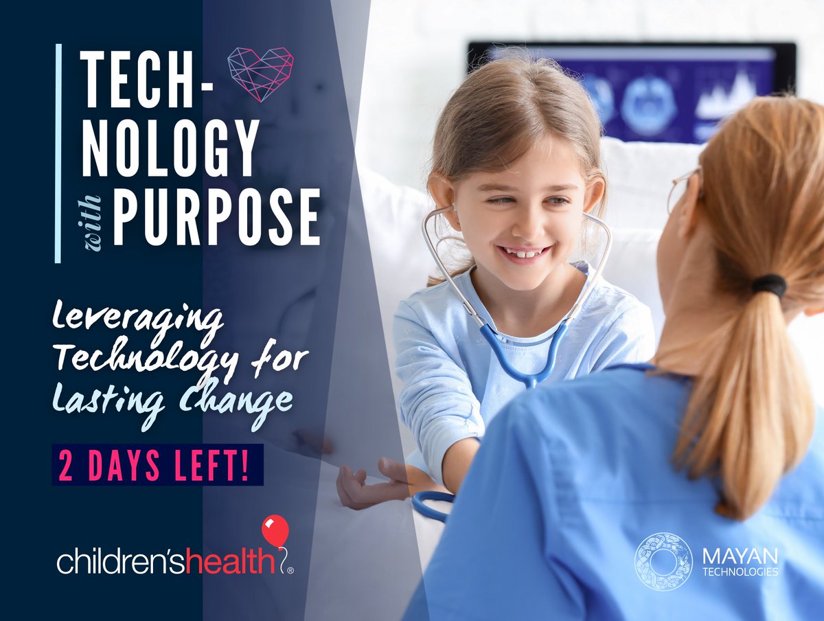 Only two days left! Our #TechwithPurpose campaign is wrapping up and we want YOU to be a part of this #amazingjourney. 🚀

We believe in the power of #technology to shape futures, in collaboration with @childrens, we're helping to bring quality #healthcare to every child.