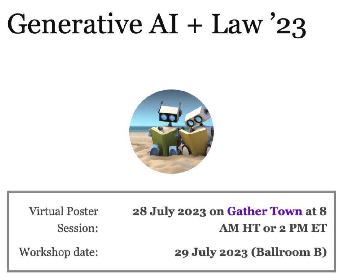 Please join us tomorrow at the 1st Workshop on Generative AI + Law! We’ve got an incredible line-up of speakers and papers at the intersection of issues in ML, intellectual property, and privacy! We’ll be in-person at ICML and streamed remotely. genlaw.github.io