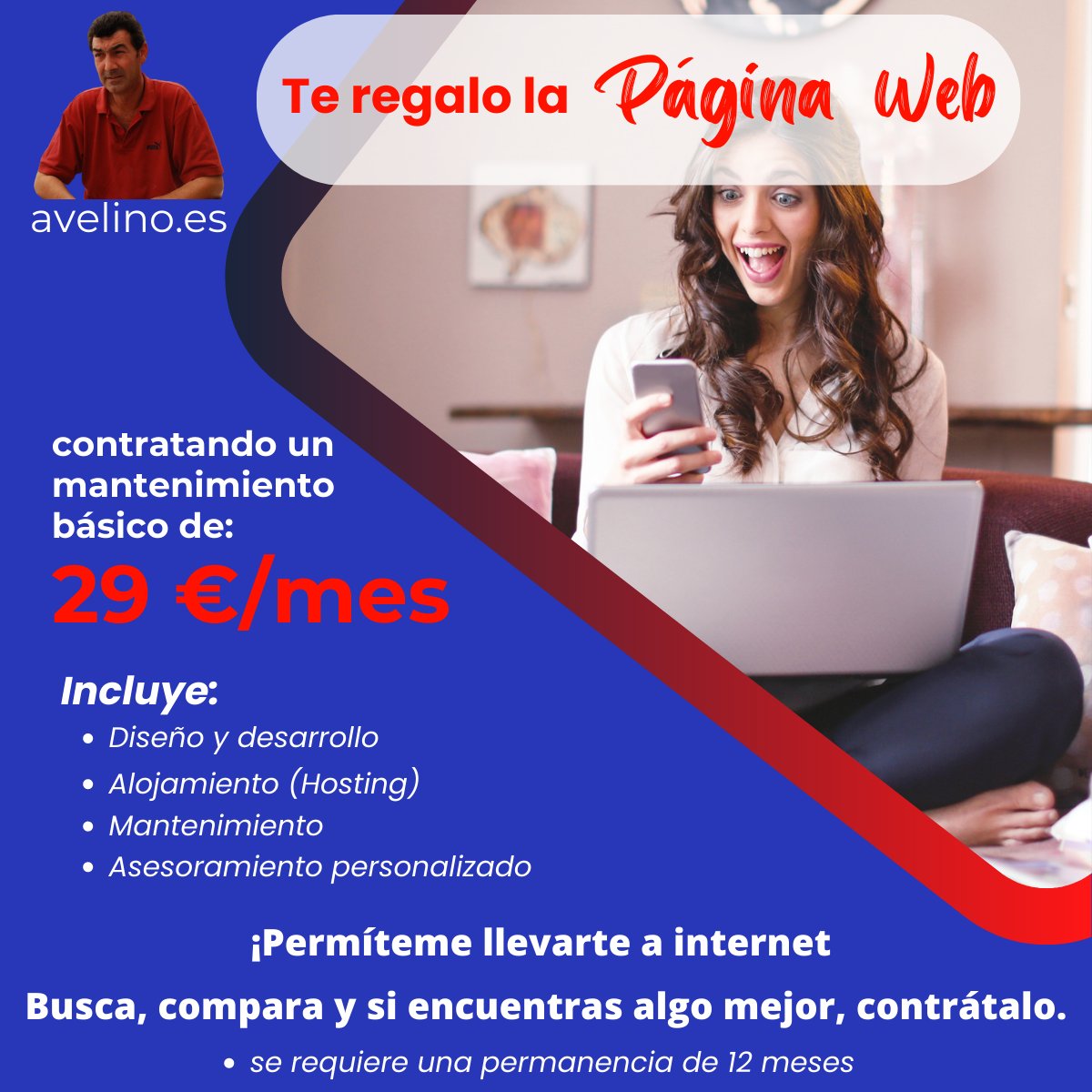 aferve's tweet photo. Este verano y hasta nueva orden, tiramos la casa por la ventana.

Contratando el mantenimiento básico de 29 €/mes te regalo una página web premium de 499€.

Y si contratas el mantenimiento premium de 69 €/mes te regalo una tienda online Premium de 999€ para tu contenido. https://t.co/XJFqwokxf1