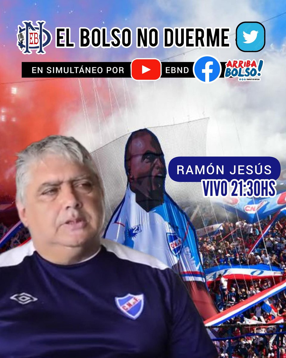 santi_bolso7's tweet photo. SE ABRE ESPACIO 21:30HS
Y RECIBIMOS EN EL @_ebnd1
A @ramonjesus09
UN REFERENTE DE LA HINCHADA DE NACIONAL DE LA VIEJA ESCUELA 🔵⚪🔴
TE ESPERAMOS EN EL @_EBND1 SUMATE Y OPINÁ!!!
SE RETRANSMITE POR EL CANAL DE YOUTUBE DE EBND
Y POR NUESTRA FAN PAGE
#ArribaBolso #ebnd https://t.co/ym7uvzksjL