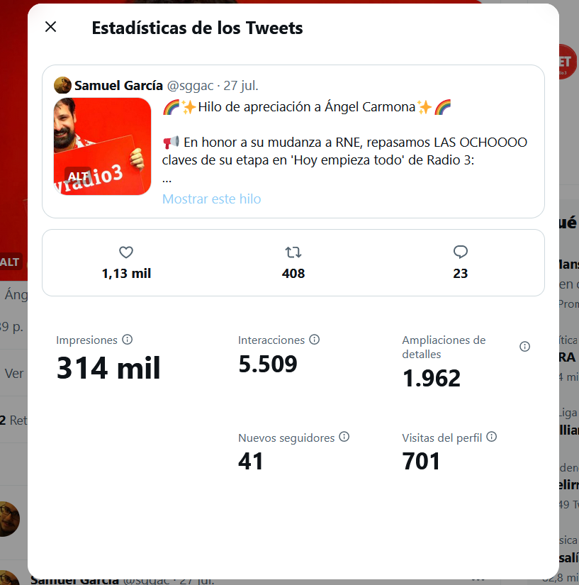 sggac's tweet photo. 😮 QUÉ.

📻 El #hiloderadio de Carmona y 'HET' ha tenido una difusión gigante. ¡Muchas gracias por el cariño al recibirlo y por compartir vuestros momentos favoritos! 😃

Y la bienvenida a quienes me seguís de nuevas. Aquí estaremos, hablando de radio y lo que surja :) https://t.co/YbZKhwBdx7