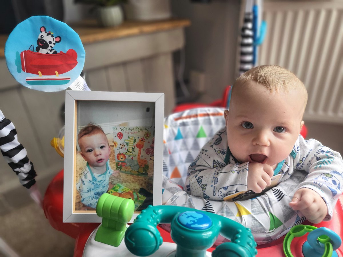 DrColeFletch's tweet photo. I don't usually post photos of my #children but the contrast of #prematurity with a #fullterm baby was so striking today! Eldest on his 1st birthday, in the photo, next to our (almost) 5 month old today wearing the very same vest! Two extremes, one giant love. 😍 #Family https://t.co/eyR2XsLBca