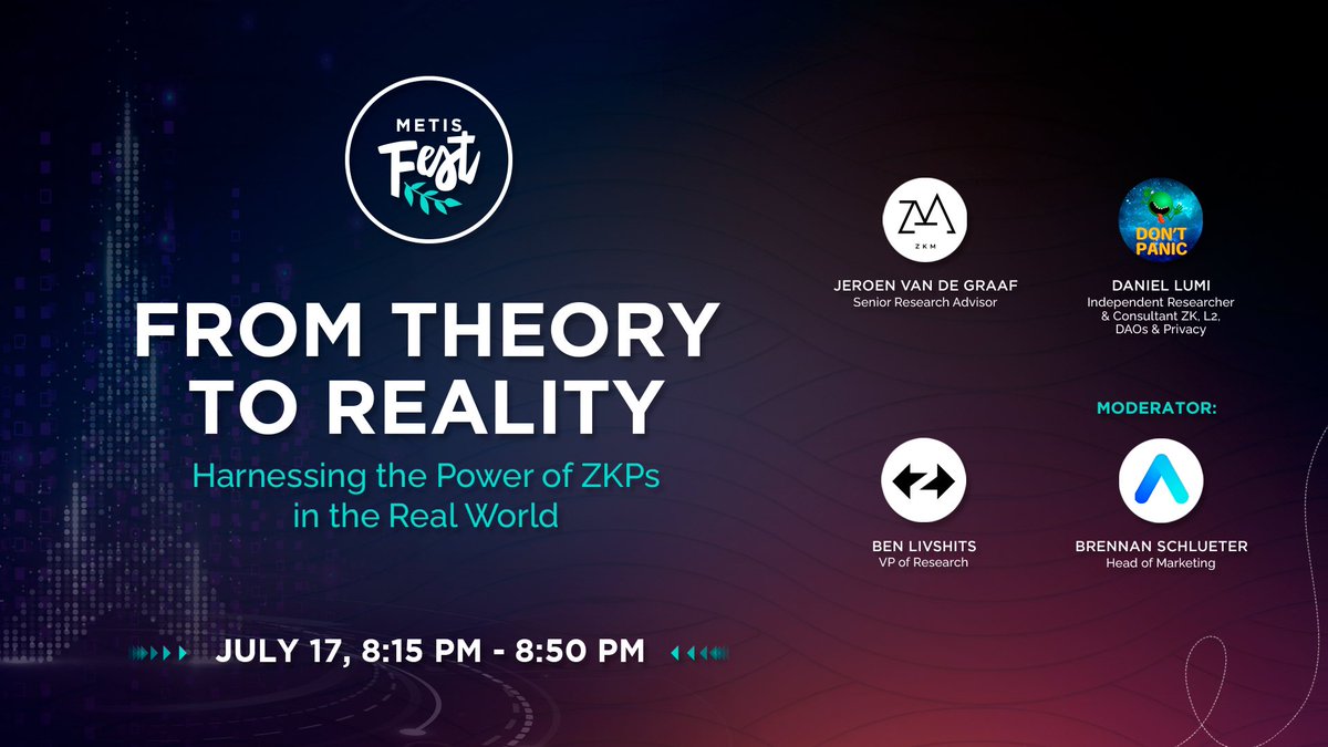 MetisFest's tweet photo. ๐ Ready for an eye-opening discussion? ๐ Watch the recording of our first panel on "From Theory to Reality: Harnessing the Power of ZKPs in the Real World" featuring @zkLumi , @zksync, @AleoHQ, and @ProjectZKM๐
https://t.co/JjS7JghSxi https://t.co/PMXKlG9okh