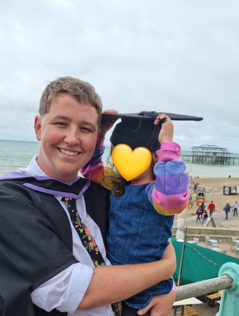 legallythey's tweet photo. Super proud to have graduated with a Masters in Law, achieving a Distinction! I honestly can't imagine having gotten here without this incredible Big Kid by my side - my greatest motivation. A huge congrats to everyone else graduating this term. We did it! @uniofbrighton https://t.co/ExMqumnqUO