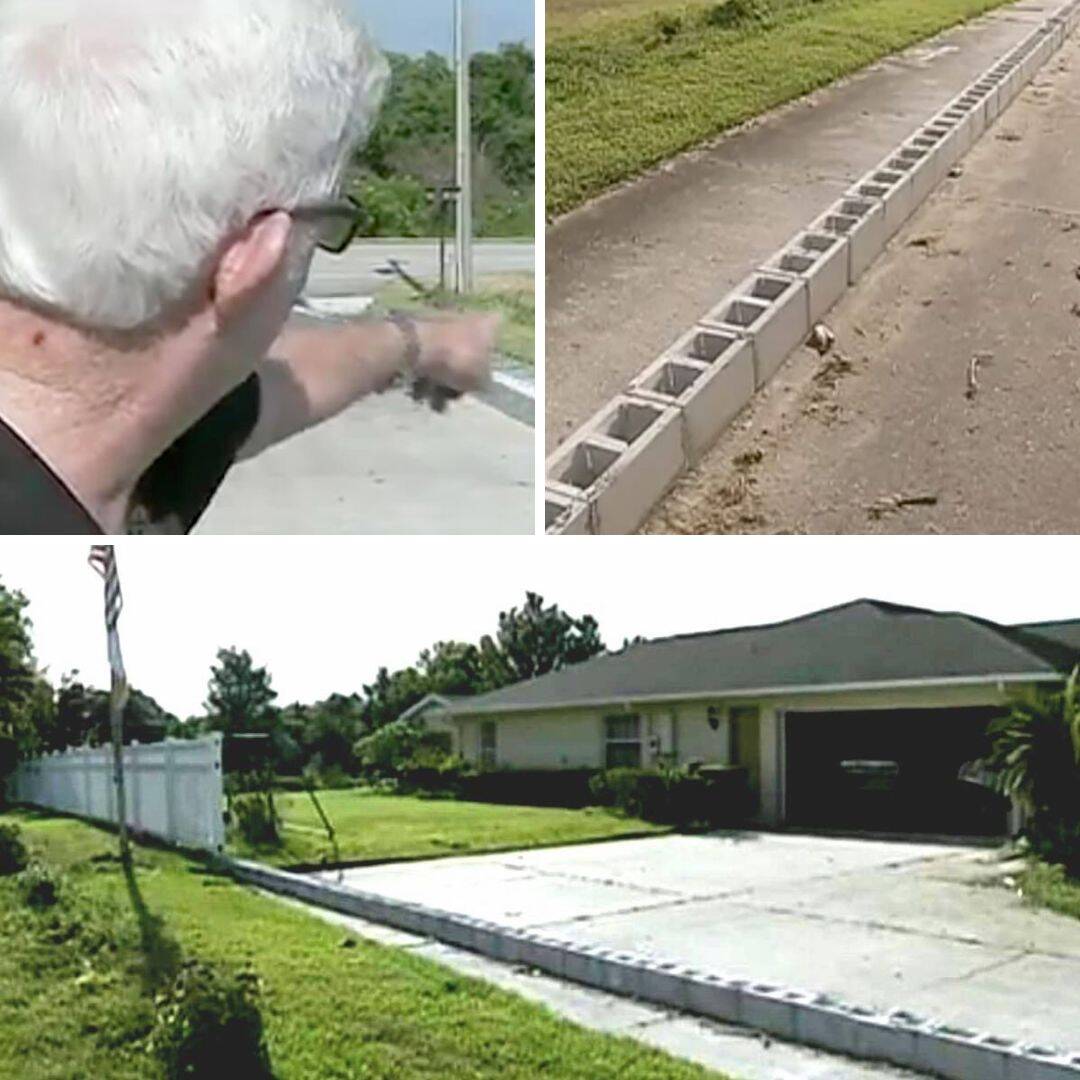 BUZZNET's tweet photo. Old Man's Neighbor Blocked Driveway With Cinder Blocks So He Taught Him A Tough Lesson