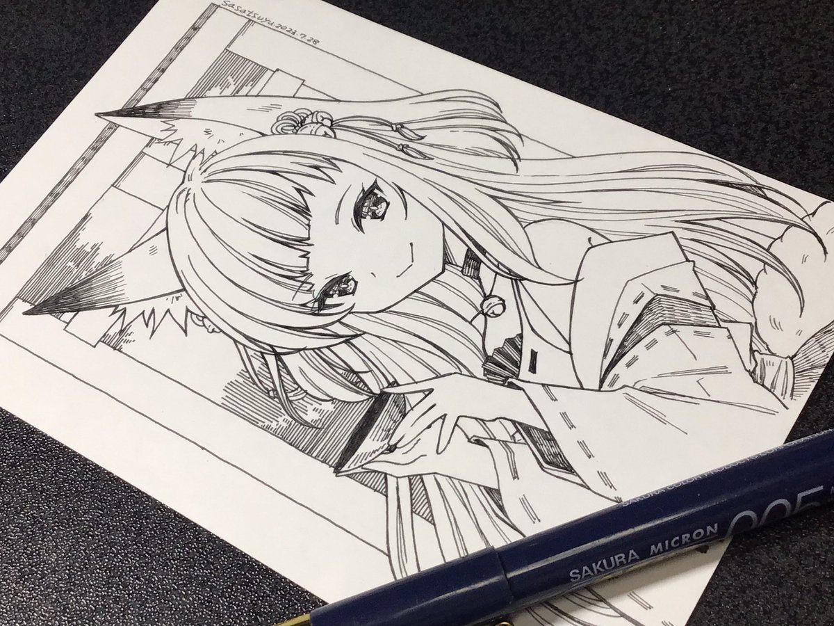 夏コミのセットに入れる用ペーパーのイラスト描いてた😇