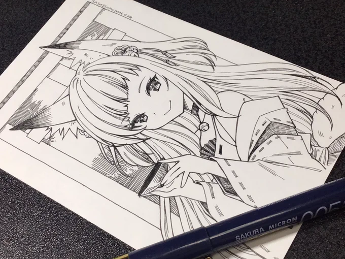 夏コミのセットに入れる用ペーパーのイラスト描いてた😇