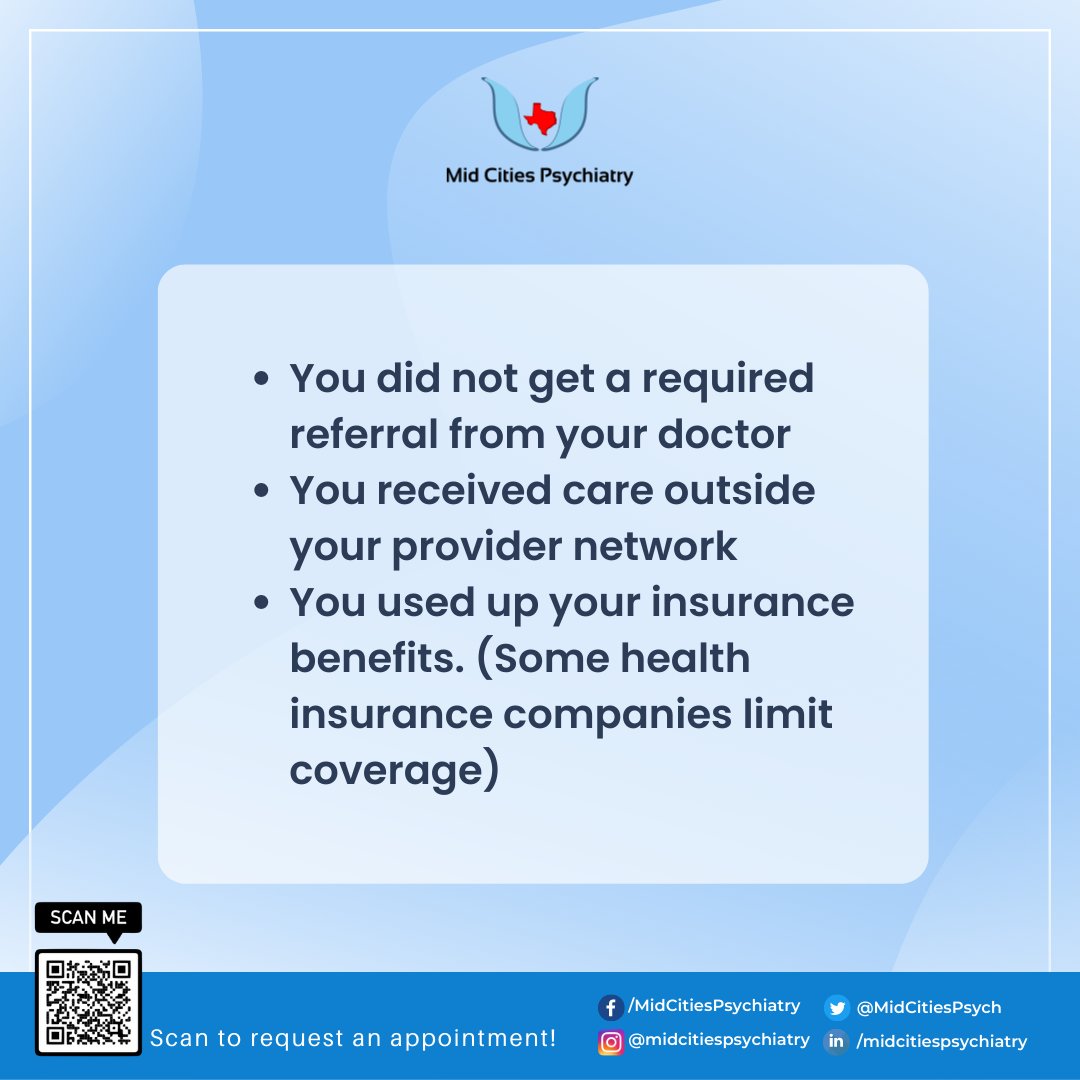 MidCitiesPsych's tweet photo. We are delighted that you have chosen Mid Cities Psychiatry as your primary care physician. 💙

Do you have billing questions?

Learn more here about the billing process that may help in answering your question:
https://t.co/i1FUsJYgXL https://t.co/3iBCoE5YAl