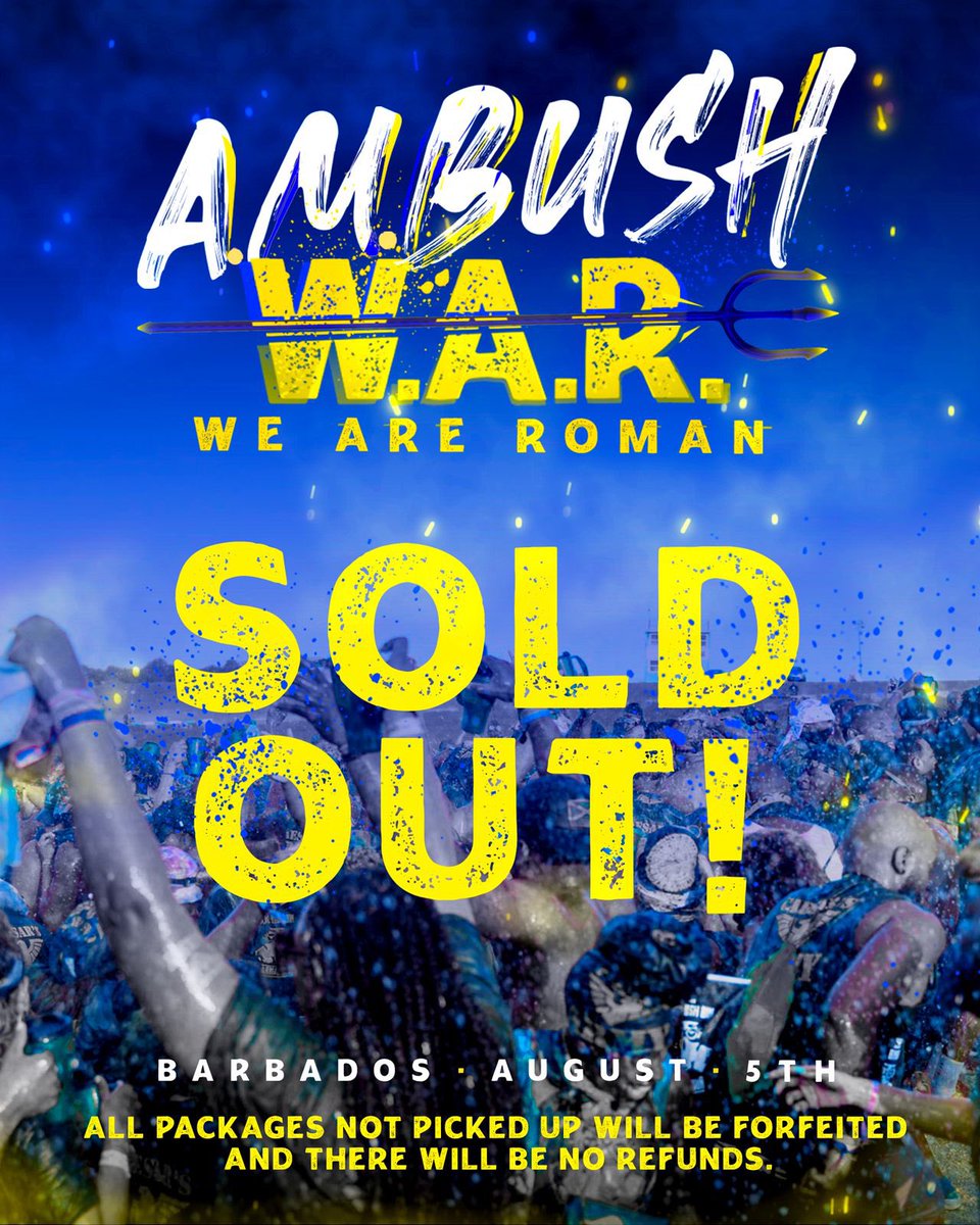 caesarsarmy's tweet image. Recruitment Has Ended. 🫡

Now you’re ready for the A.M.BUSH W.A.R. 🎖

See the following posts for guidance on collecting your ammunition for the battlefield! 🪖 

#MMXXIII #YearOfTheRoman
#CaesarsArmy
#AMBUSH
#WeAreRoman
#Barbados
#CropOver