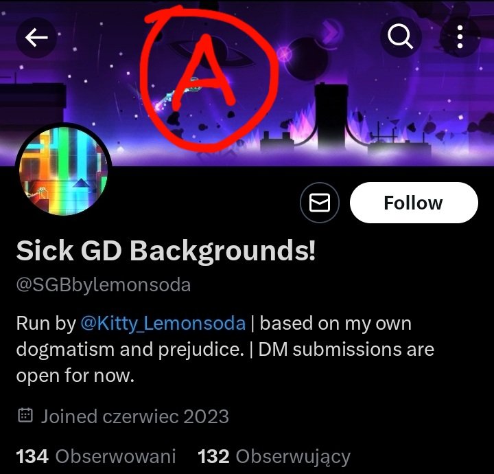 GradGDGimmAcc's tweet image. Sick GD Backgrounds! posts background designs in various online GD levels. This account has never broken character, tries to post approximately 3-5 times per week and is well-organised.