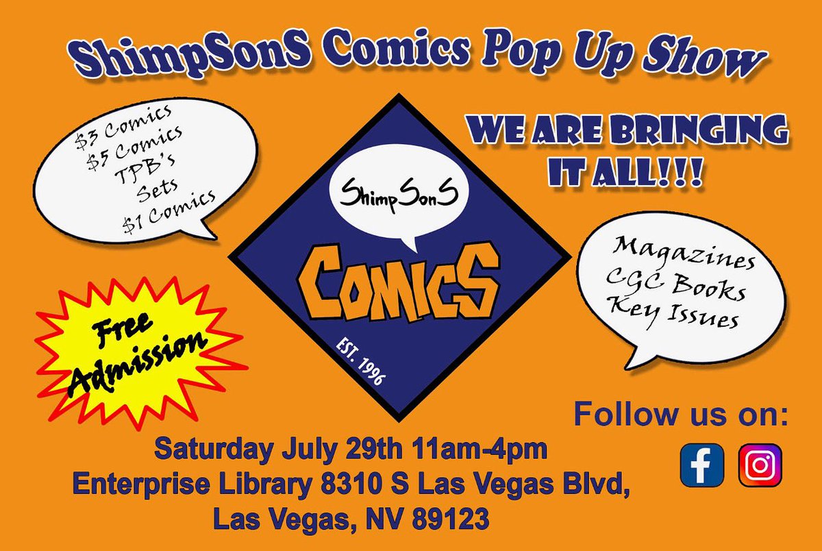 Sin City Comics (@sincity_comics) on Twitter photo We hope to see you tomorrow at the <a href="/ShimpSonSComicS/">ShimpSonS ComicS</a> Pop-Up Show! At the Enterprise Library- 8310 S Las Vegas Blvd 89123 #LasVegas #Vegas #Comics #ComicBooks We hope to see you tomorrow at the <a href="/ShimpSonSComicS/">ShimpSonS ComicS</a> Pop-Up Show! At the Enterprise Library- 8310 S Las Vegas Blvd 89123 #LasVegas #Vegas #Comics #ComicBooks
