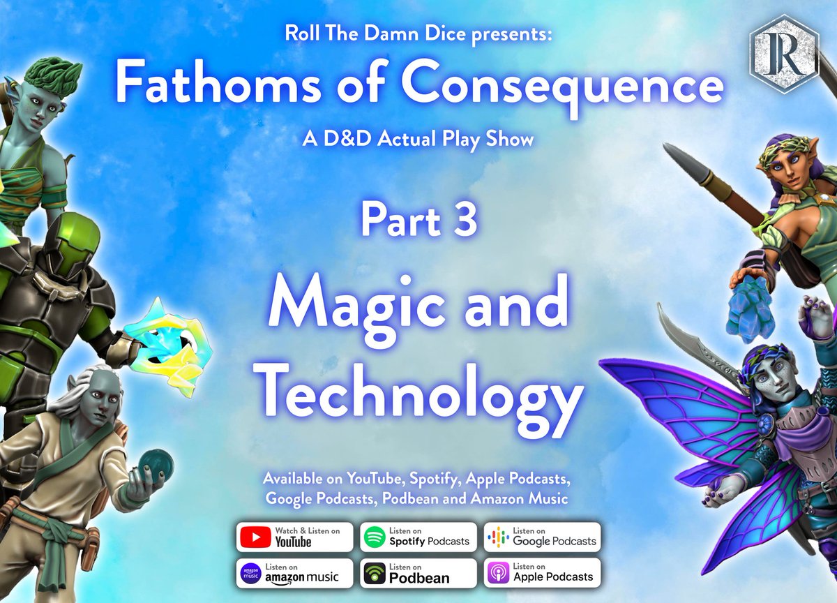 Seriously, Roll The Damn Dice (@damn_dice) on Twitter photo Part 3 of Fathoms of Consequence is now here and available to watch on YT and wherever you get your podcasts!
#DnD #TTRPG #ActualPlay #RTDD #LGBTQ #WomenInDnD Part 3 of Fathoms of Consequence is now here and available to watch on YT and wherever you get your podcasts!
#DnD #TTRPG #ActualPlay #RTDD #LGBTQ #WomenInDnD