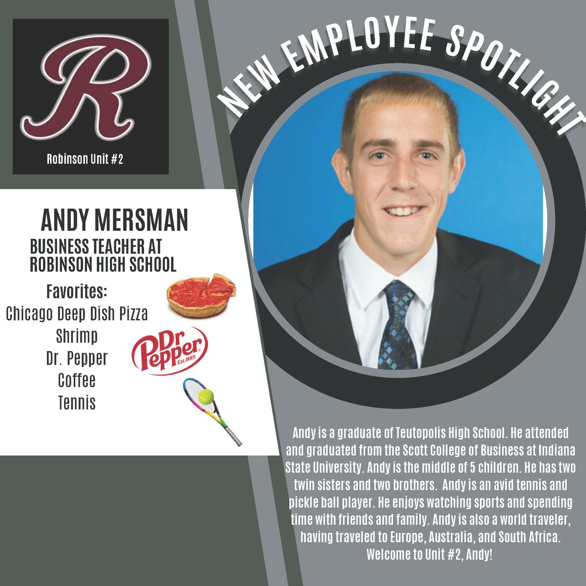 Welcome to Robinson High School, Mr. Andy Mersman!