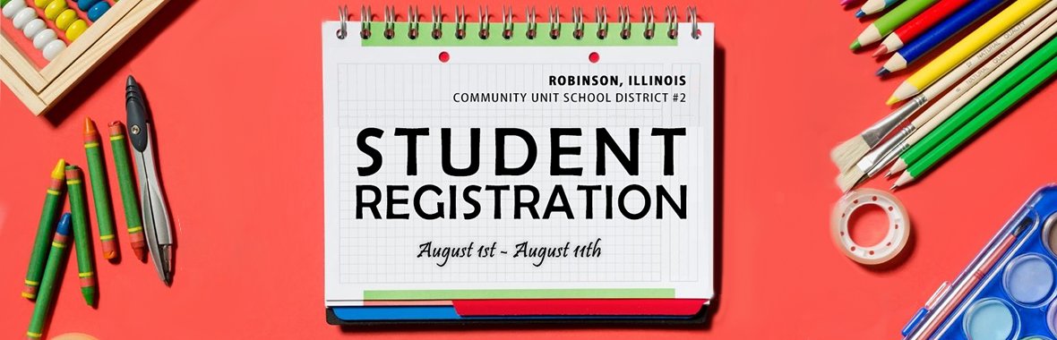 Online registration for Robinson CUSD#2 starts today and is open through August 11, 2023.  Please go to our district website to begin the process: robinsonschools.com/.../student-re…