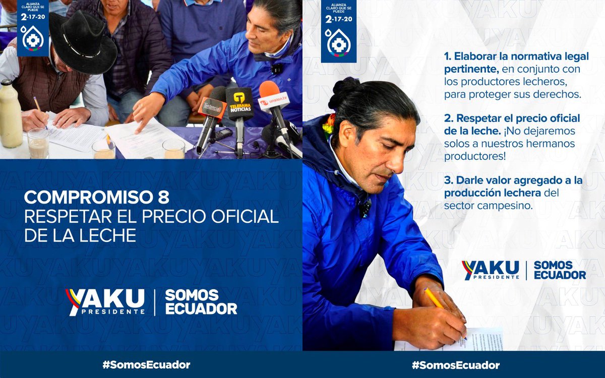 En el gobierno de <a href="/yakuperezg/">Yaku Pérez Guartambel</a> nuestros productores serán prioridad 🥛🐄
#SomosEcuador #YakuPresidente #YakuEs2