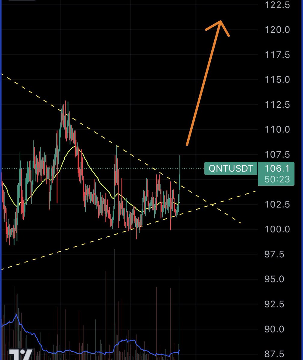 I have been closely monitoring this diamond bottom reversal for $QNT

Looks like we are finally breaking out.
price target = $160 

$ALTS