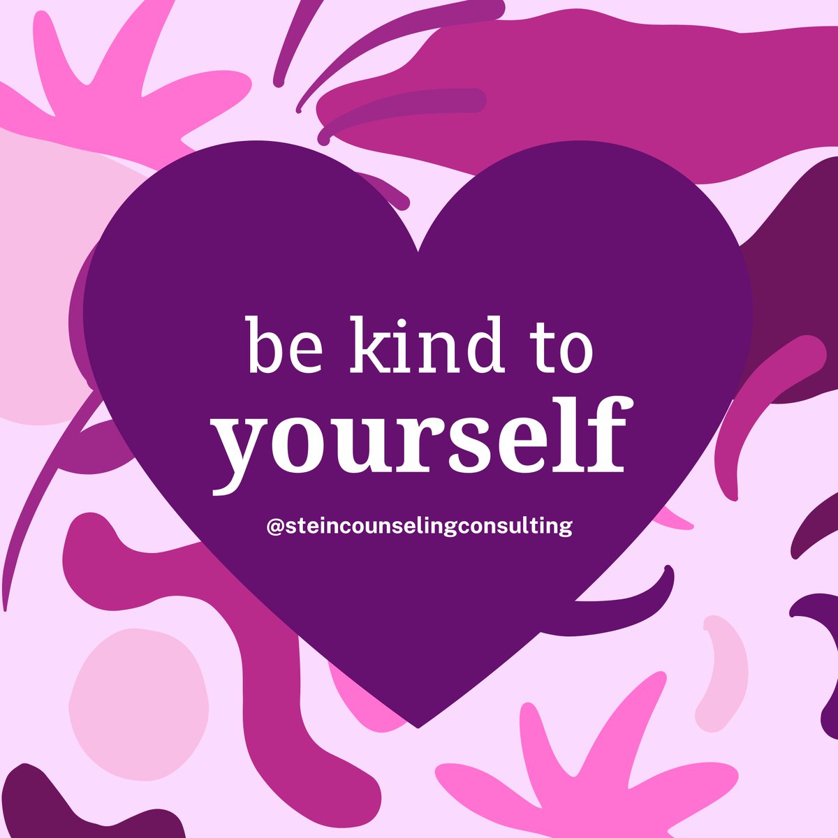 steincounseling's tweet photo. Be Kind to Yourself! 💜

Stein Counseling &amp; Consulting Services
(608) 785-7000
https://t.co/lLf19n49ba

#steincounselingconsulting #mentalhealth #therapy #wellness #wellbeing https://t.co/hutcAs6FqO