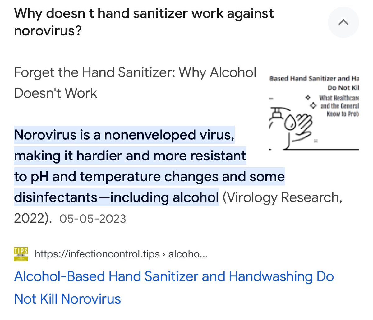 Hand washing with soap and water better than sanitizer against Norovirus!!