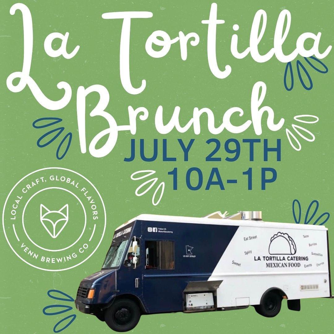 Join us 7/29 for a variety of traditional Mexican brunch favorites. @latortillafoodtruck will be serving up from 10a-1p and Venn will be pouring the coffee and beer!