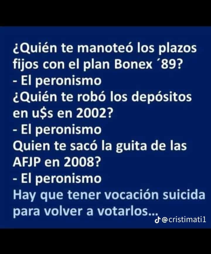 Los problemas lis generó el peronismo....