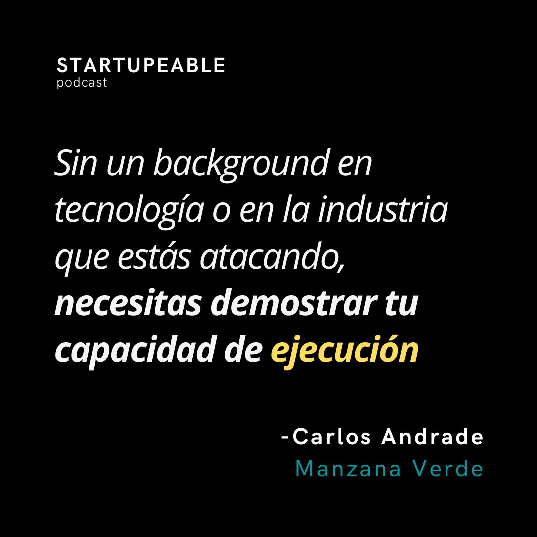 startupeable's tweet photo. Si no tienes la experiencia que buscan los inversionistas,
Debes demostrar tu capacidad de ejecución 🎯
🧠 Carlos Andrade de Manzana Verde nos compartió cómo lo hizo
🎧 Escúchalo aquí: https://t.co/xYab00dvGk
#startupeable #emprendedores https://t.co/zIgmetqQaE