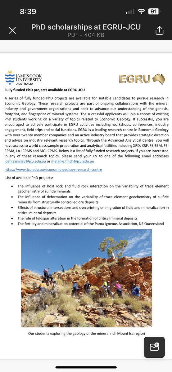 I have some fully-funded PhD scholarships on offer with Ioan Sanislav <a href="/JCUGeoscience/">JCU Geoscience</a> working in northern Queensland. Come do your PhD in a tropical paradise with a vibrant, friendly team of researchers! 🌴🌴☀️🏖️🏝️ please retweet <a href="/jcu/">James Cook Uni</a>