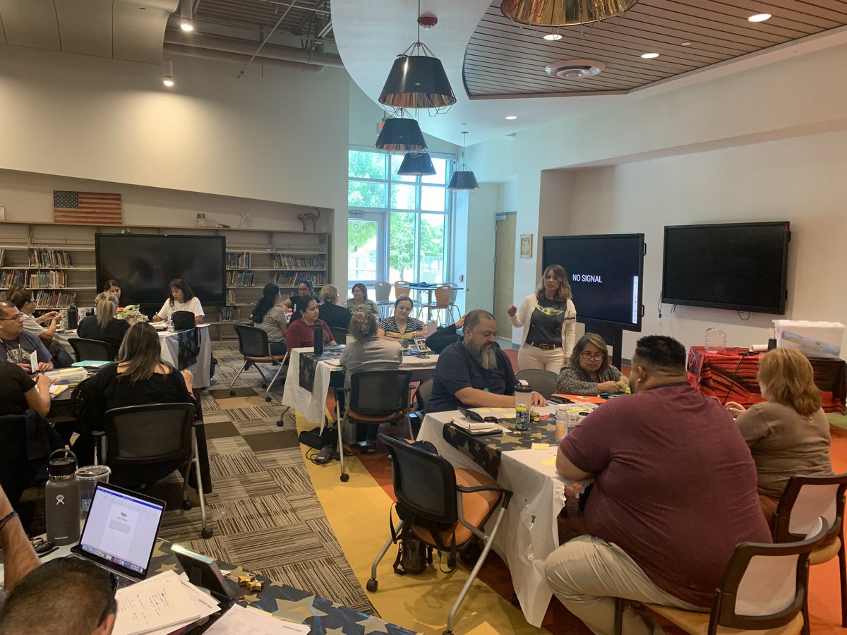 EnriqGEPISD_CTE's tweet photo. Another great day of professional development!  Teachers are ready and eager to welcome our Wranglers! @ThomasManorES @TMESWranglers @LContrerasDom #LightsCameraLearning https://t.co/ozWJhiKvcZ