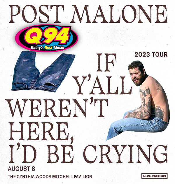 Q94Music's tweet photo. Q94 welcomes 🎸 Post Malone 🎸 to The Woodlands, Houston Aug 8th!! Tix on sale now at https://t.co/UNeBQyajDJ. Sign up to win some now at https://t.co/fms8CyBJuA. 🤩 #Q94 #AllAccessSummer #PostMalone #Concert #FreeTickets https://t.co/MeJ6FsoZOA