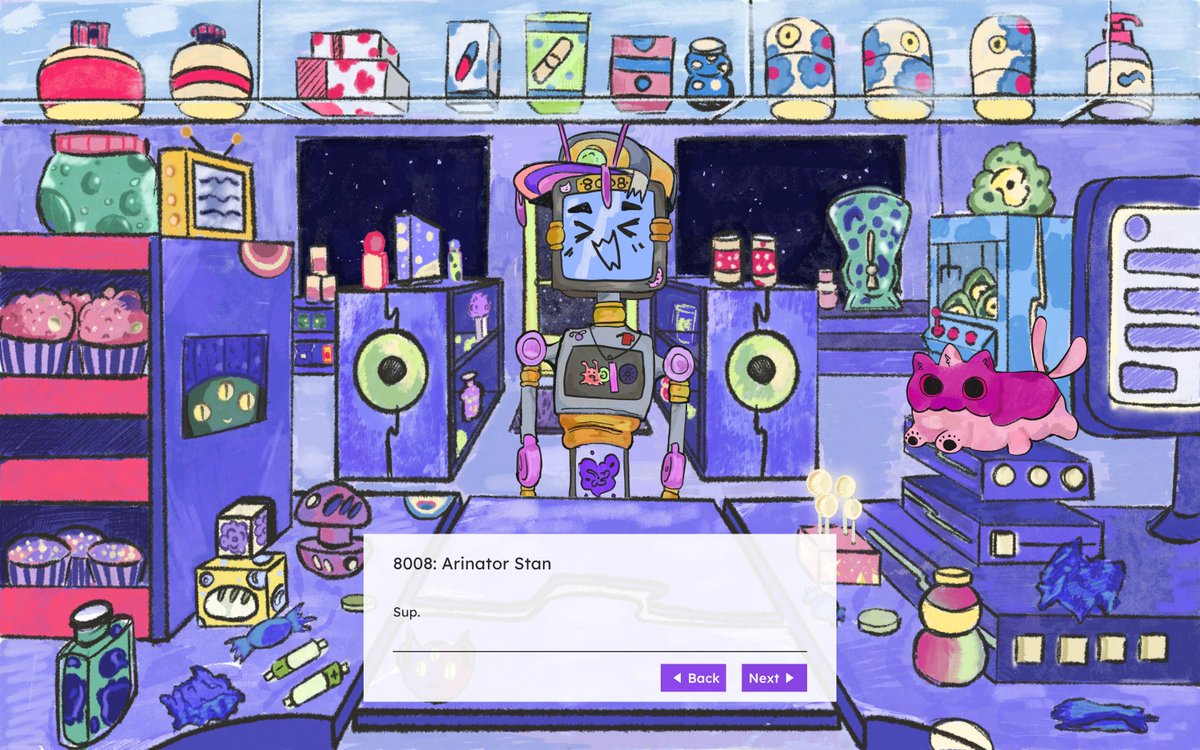 Potato_Mika's tweet photo. Heyo guys! Just made a game for the @PIGSquad narrative slow jam. Supernova is about working at and intergalactic gas station just 3 days before the sun explodes and the weirdos you meet! Its got two endings. Link is in the thread! https://t.co/HD803NY7rn