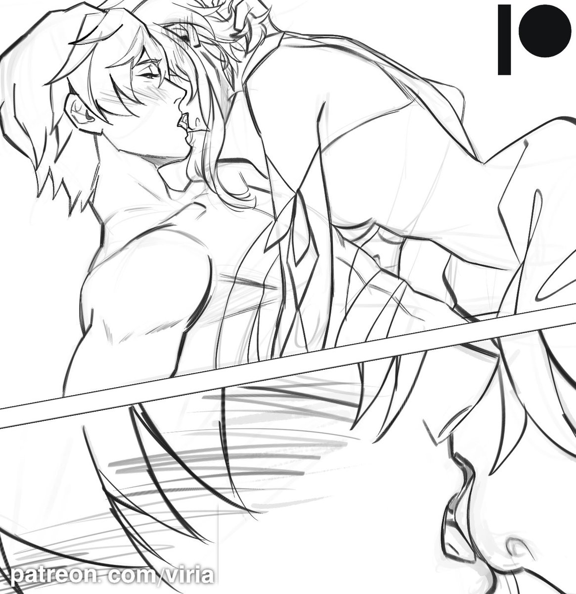 Lined the first page of the nsfw Chilumi comic🤭 (this is available from  5$ tier) 