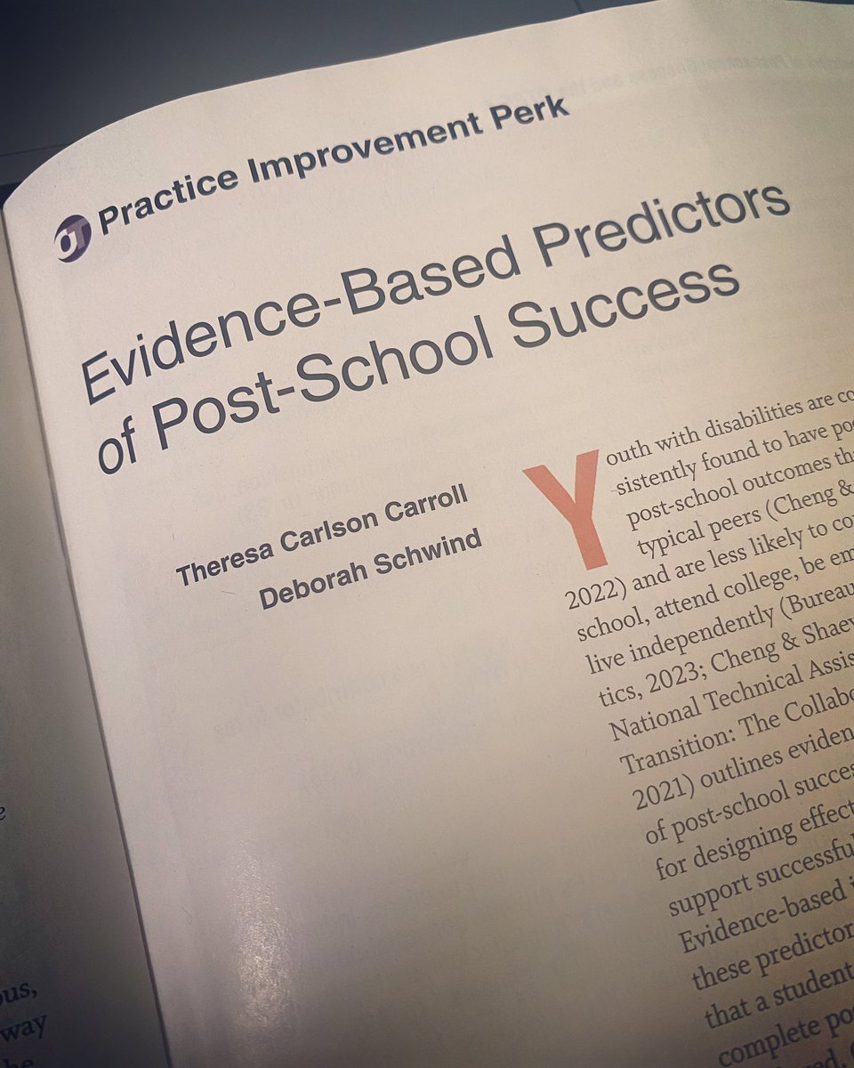 theresaOTD's tweet image. So proud to have this published &amp;amp; honored to have written it with @DeborahSchwind1. Our hope is for OTPs to use this to improve practice &amp;amp; advocate for their role in transition. Aug 23 issue of OT Practice. #occupationaltherapy #transition #postsecondarytransition