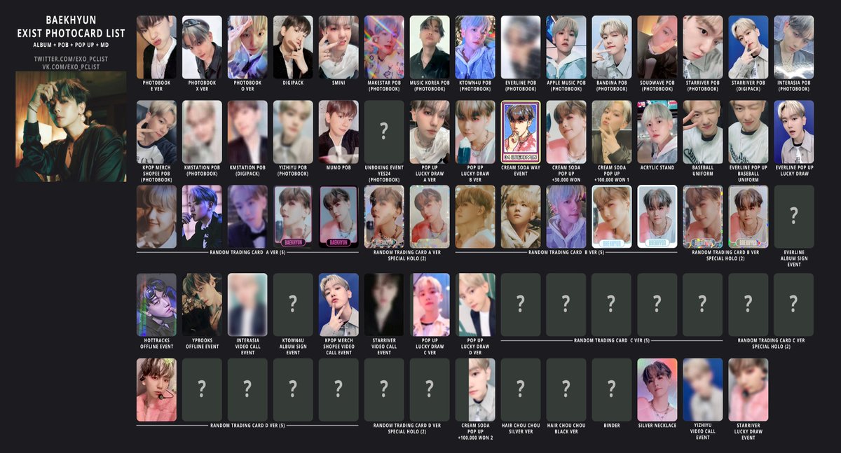 EXO Baekhyun #EXIST photocards updated #엑소 #엑소포카 #Baekhyun
