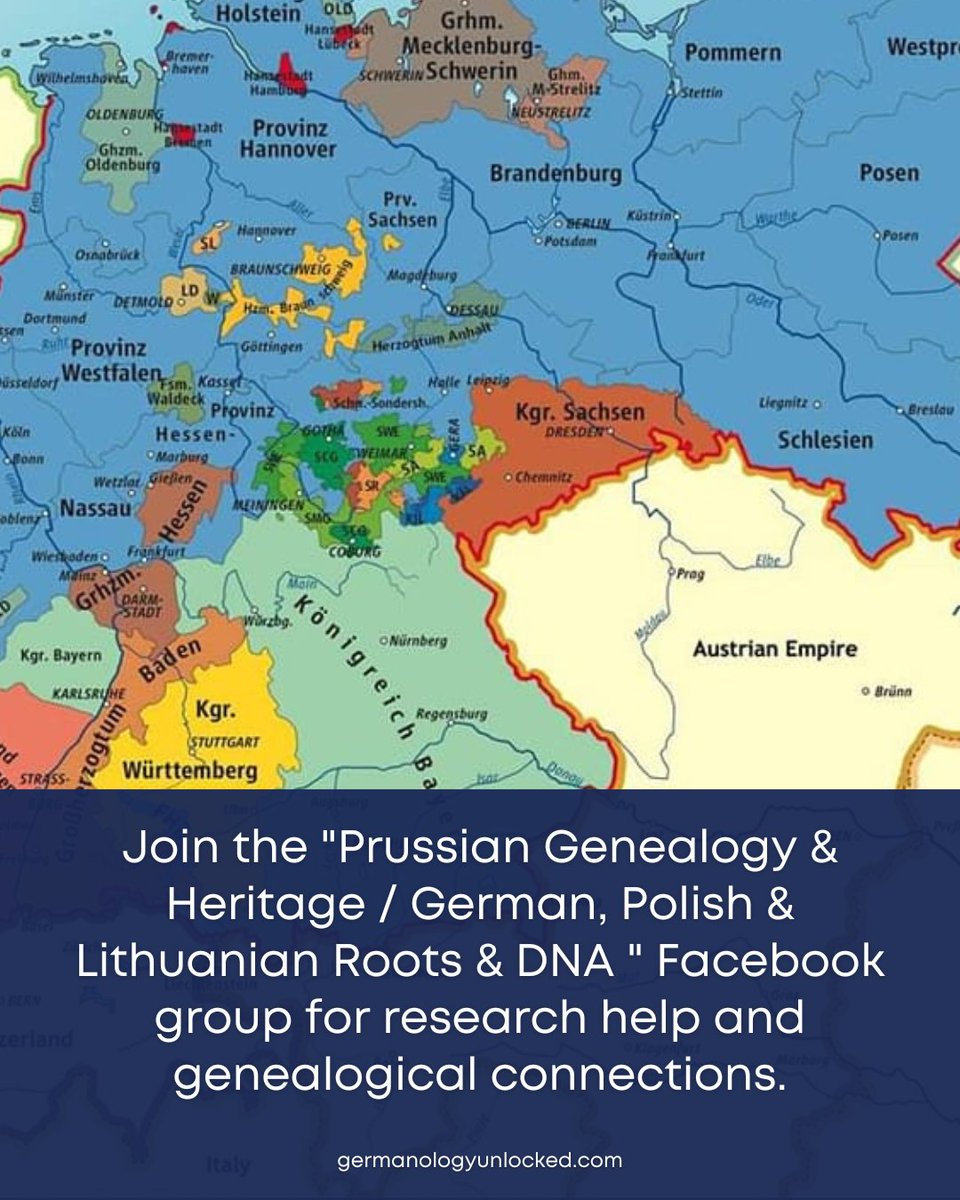 The Prussian Genealogy &amp; Heritage / German, Polish &amp; Lithuanian Roots &amp; DNA Facebook Group is a global community dedicated to Prussian Genealogy. They promote German &amp; Polish Genealogy, DNA, &amp; other topics related to historical Prussia. Join the group at buff.ly/3Os0FcY.