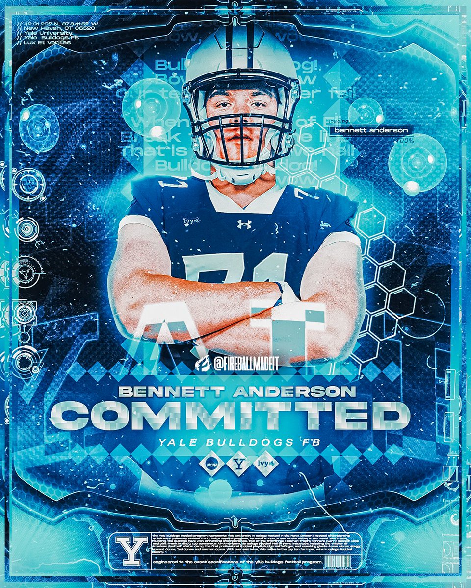 Bennett Anderson (@bennettander50n) on Twitter photo I'd like to thank my parents, brother, coaches, teammates, Bellarmine, and everyone else who has helped me achieve this lifelong goal of mine. With that being said, I'm excited to play the sport I love at Yale University!
<a href="/bcpfootball/">Bellarmine Football</a> I'd like to thank my parents, brother, coaches, teammates, Bellarmine, and everyone else who has helped me achieve this lifelong goal of mine. With that being said, I'm excited to play the sport I love at Yale University!
<a href="/bcpfootball/">Bellarmine Football</a>