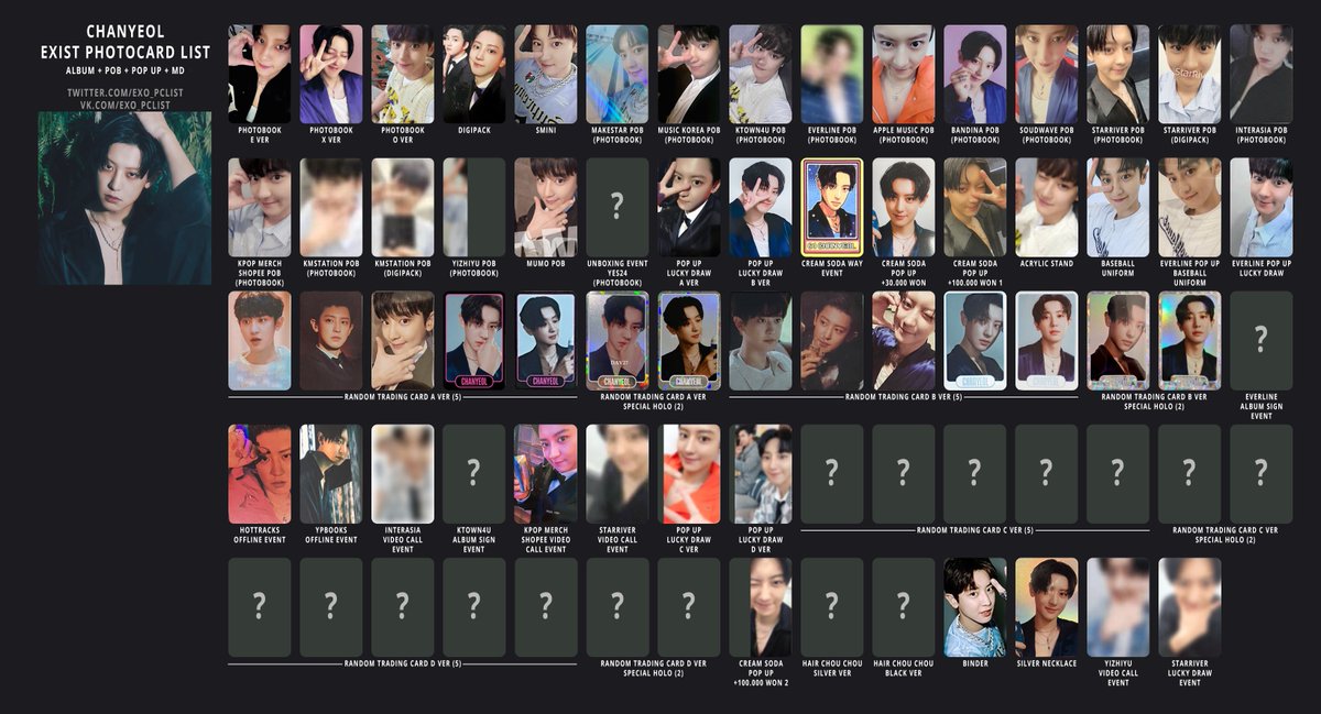 EXO Chanyeol #EXIST photocards updated #엑소 #엑소포카 #Chanyeol