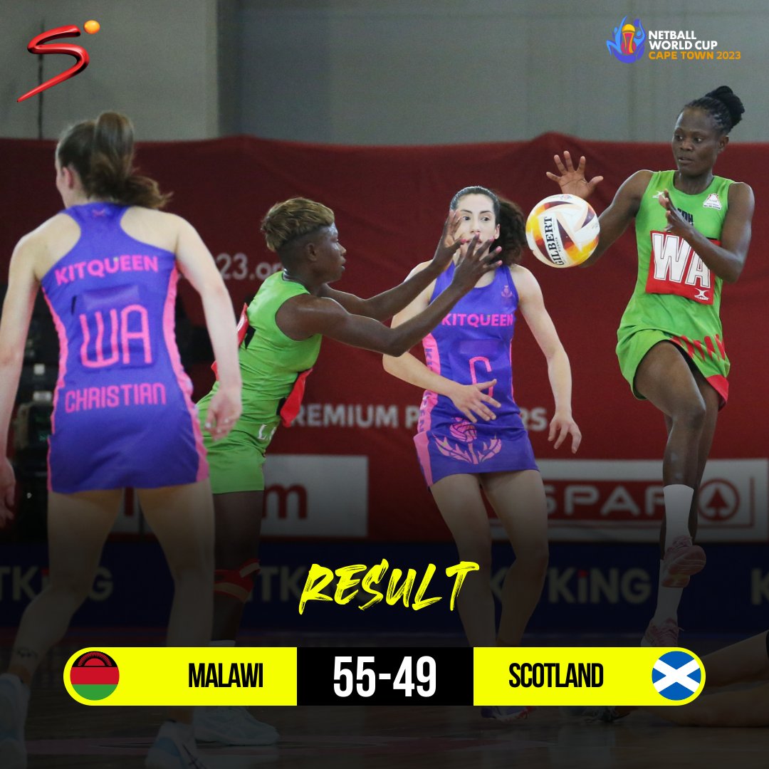 SuperSportTV's tweet photo. The Queens of Malawi deliver a fourth-quarter performance to remember.

They fight back from a six-point deficit to win their opening #NWC2023 match against Scotland. https://t.co/VbU0aXdN6H