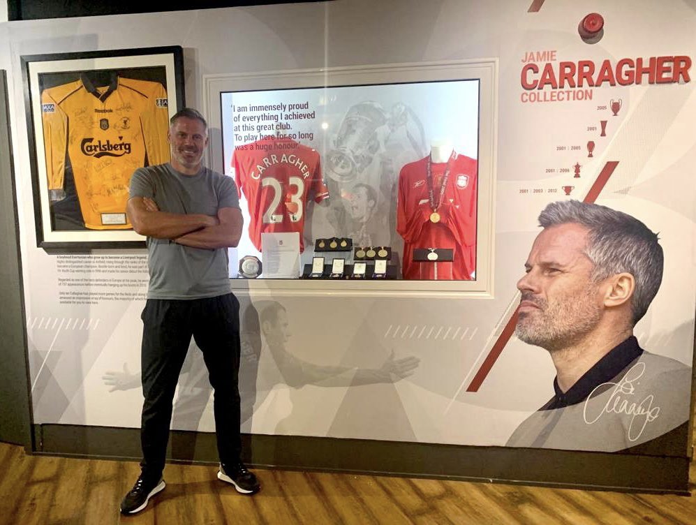 Two Local Lads Who Shook The Kop…a new exhibition at the @LFC museum featuring @Carra23’s medals and shirts alongside the existing Steven Gerrard collection #scousepower 🔴⚽️🥇✊