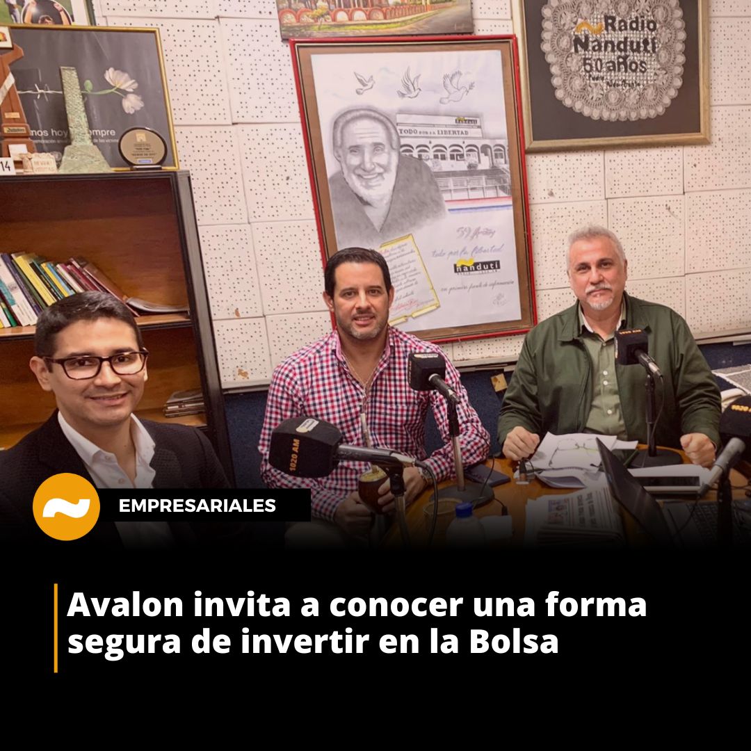 ➡️Avalon invita a conocer una forma segura de invertir en la Bolsa💰

🗣️"Tenemos tasas bastantes convenientes y muy competitivas en el mercado. Tenemos volúmenes muy importantes y favorecemos al país", afirmó Arnold Benítez, gerente financiero y de mercados de Avalon #1020AM
