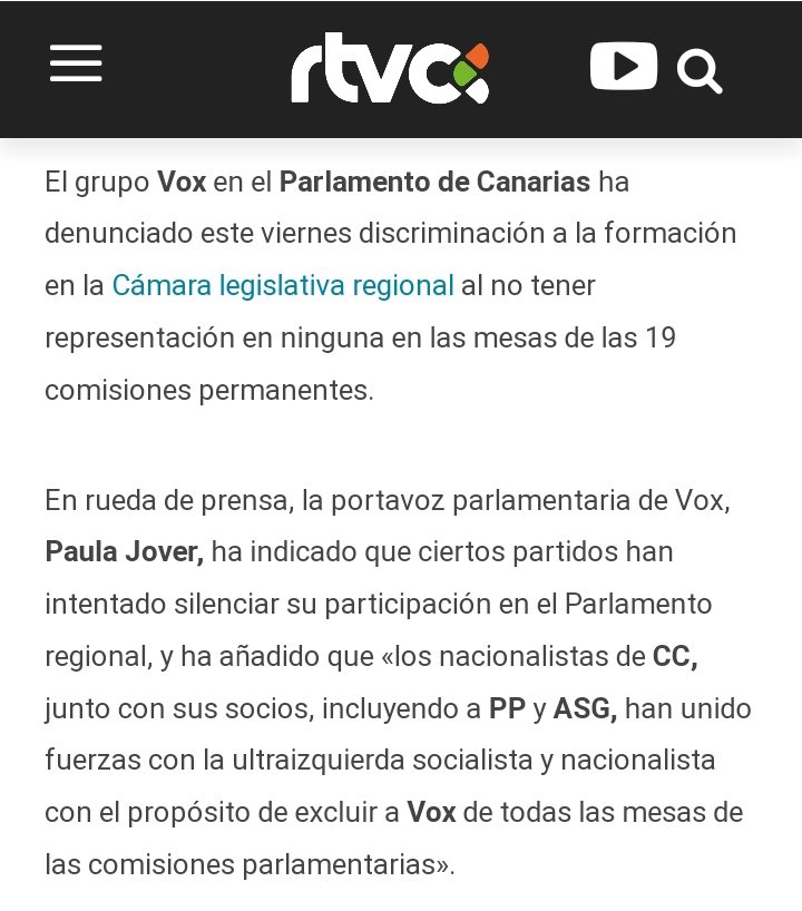 CanarioToday's tweet photo. ‼️El Partido Popular se une en Canarias con el PSOE y los nacionalistas, para excluir a VOX de las 19 comisiones permanentes. https://t.co/az76MIX7dM