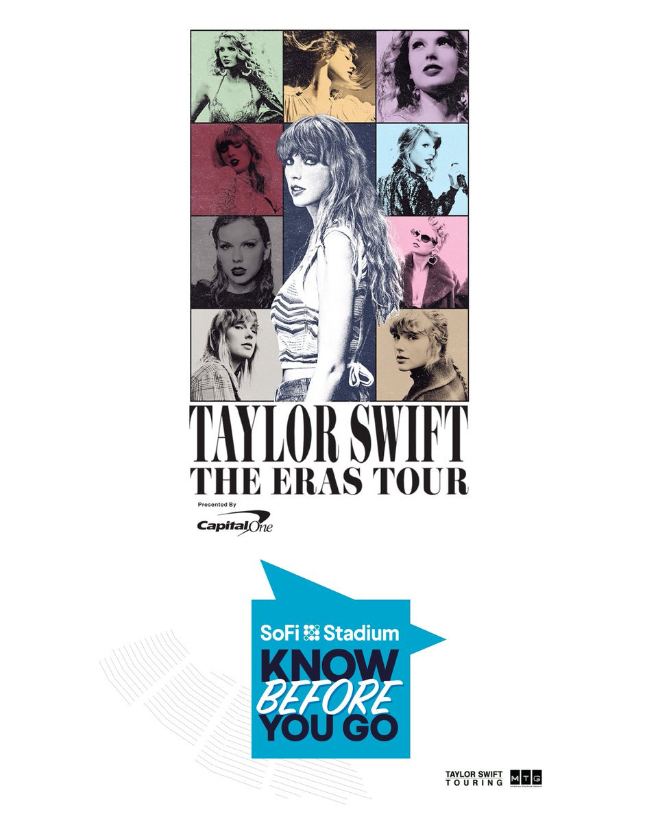 SoFiStadium's tweet photo. We're excited for Taylor Swift l The Eras Tour to be coming to #SoFiStadium! See here for all Know Before You Go Information for the upcoming concert dates: https://t.co/MrcUnlBLjG 

#TSTheErasTour #LATSTheErasTour @taylorswift13 https://t.co/2xJqt4nkdf